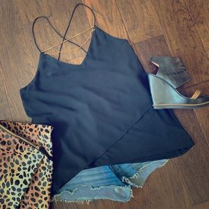 Black cami top with chain embellishment